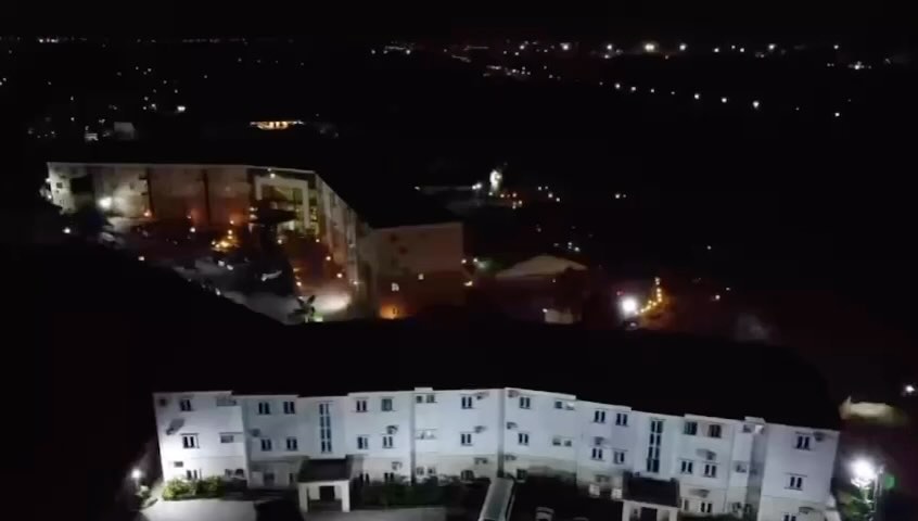 Lakeside aerial night view